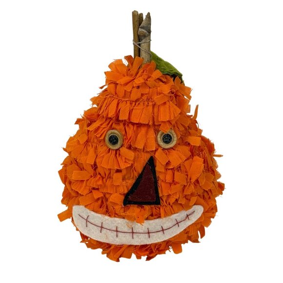 Primitive Rag Stuffed Pumpkin Fall Halloween Decor - Picture 1 of 6